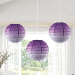 Ombre Hanging Paper Lanterns - 3 Pc. -Carnival Sales Store 12 purple ombre hanging paper lanterns 3 pc 13902919 a02