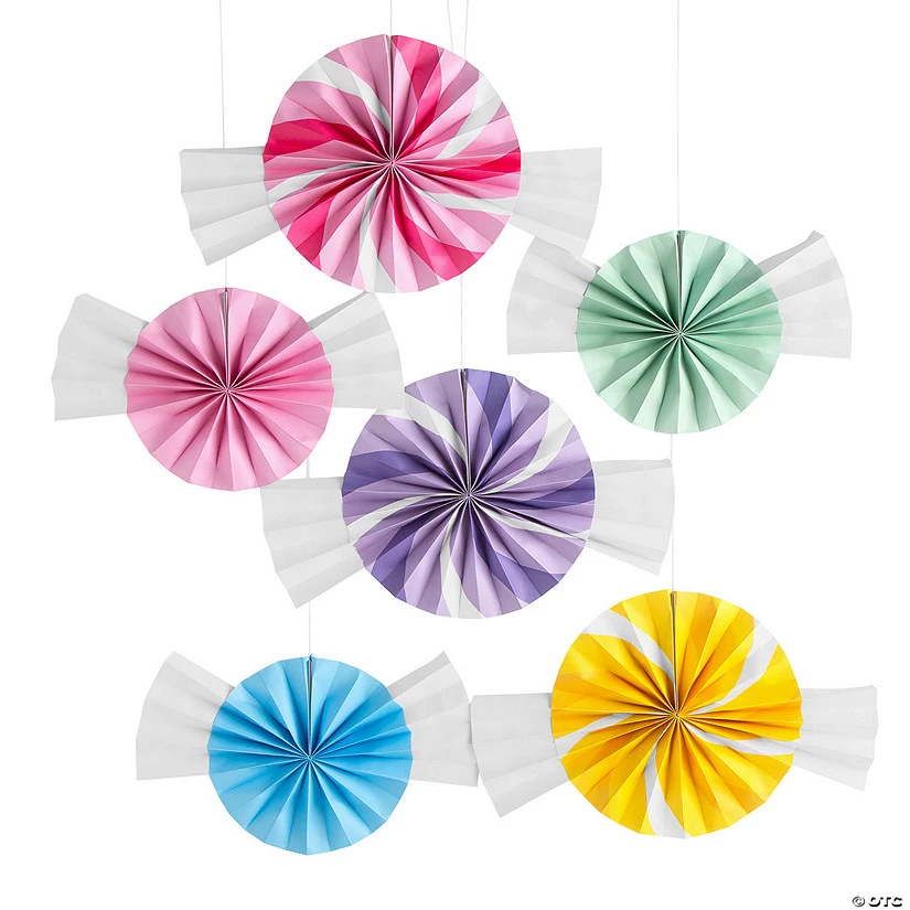 14" Candy World Paper Hanging Paper Fans - 6 Pc. 1 14" Candy World Paper Hanging Paper Fans - 6 Pc.