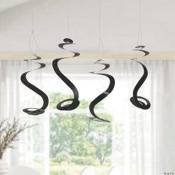 Solid Color Hanging Swirl Decorations - 12 Pc. -Carnival Sales Store 20 black hanging swirl decorations 12 pc 13964267 a02
