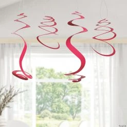 Solid Color Hanging Swirl Decorations - 12 Pc. -Carnival Sales Store 20 candy pink hanging swirl decorations 12 pc 13964269 a02