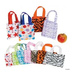 6" x 6" Mini Nonwoven Patterned Mega Tote Bag Assortment - 12 Pc.