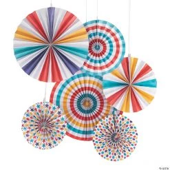 8" - 16" Carnival Hanging Paper Fans - 6 Pc.