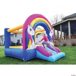 Bounceland Rainbow Unicorn Bounce House with Slide -Carnival Sales Store bounceland rainbow unicorn bounce house with slide14097508 a04