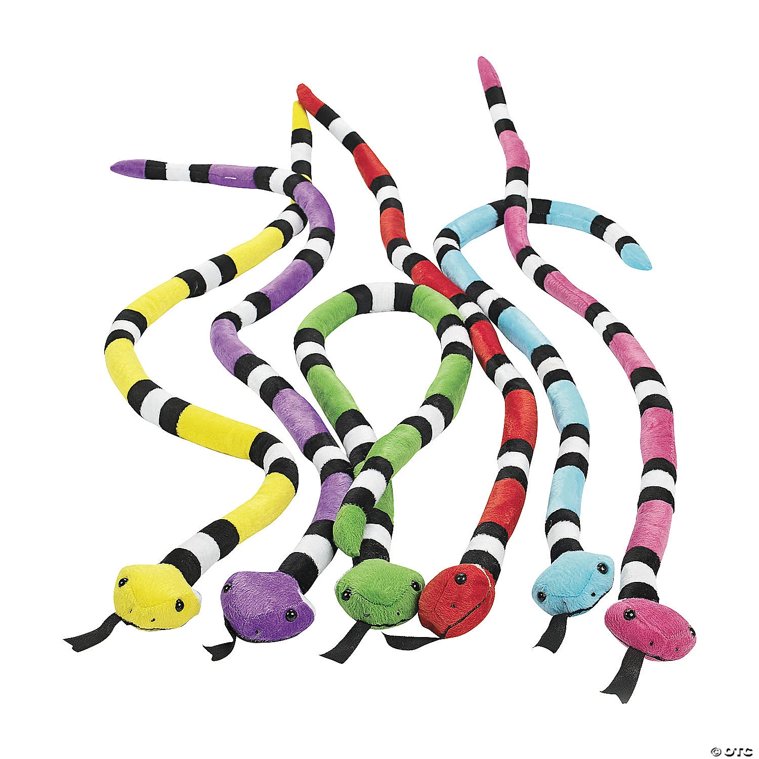 Bright Striped Stuffed Snakes - 12 Pc. 1 Bright Striped Stuffed Snakes - 12 Pc.