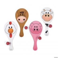 Farm Animal Paddleball Games - 12 Pc.