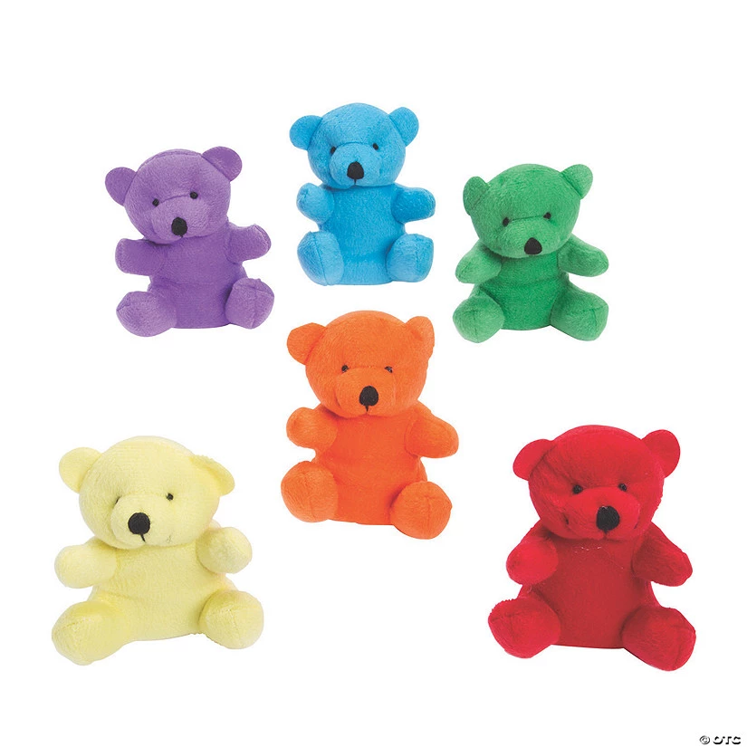 Mini Bright Stuffed Bears - 12 Pc. 1 Mini Bright Stuffed Bears - 12 Pc.