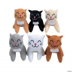 Mini Smiling Stuffed Cats - 12 Pc.