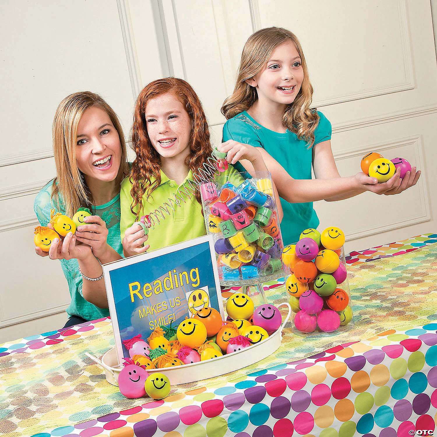 Neon Smile Face Stress Toys with Hair - 24 Pc. 2 Neon Smile Face Stress Toys with Hair - 24 Pc. - Image 2