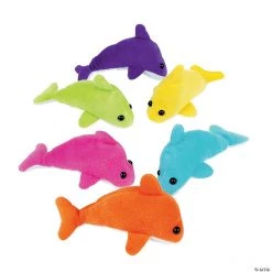 Neon Stuffed Dolphins - 12 Pc.