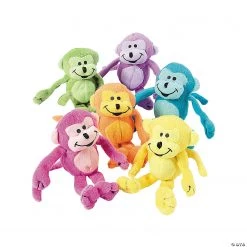 Neon Stuffed Monkeys - 12 Pc.